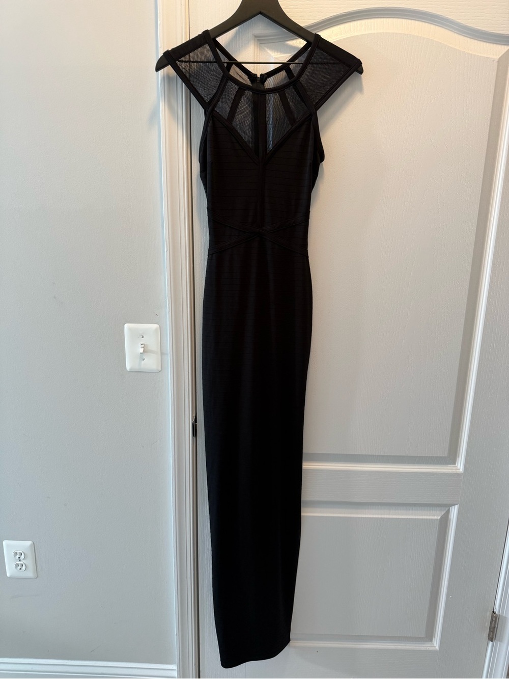 Windsor Black Mesh-Panel Maxi Dress